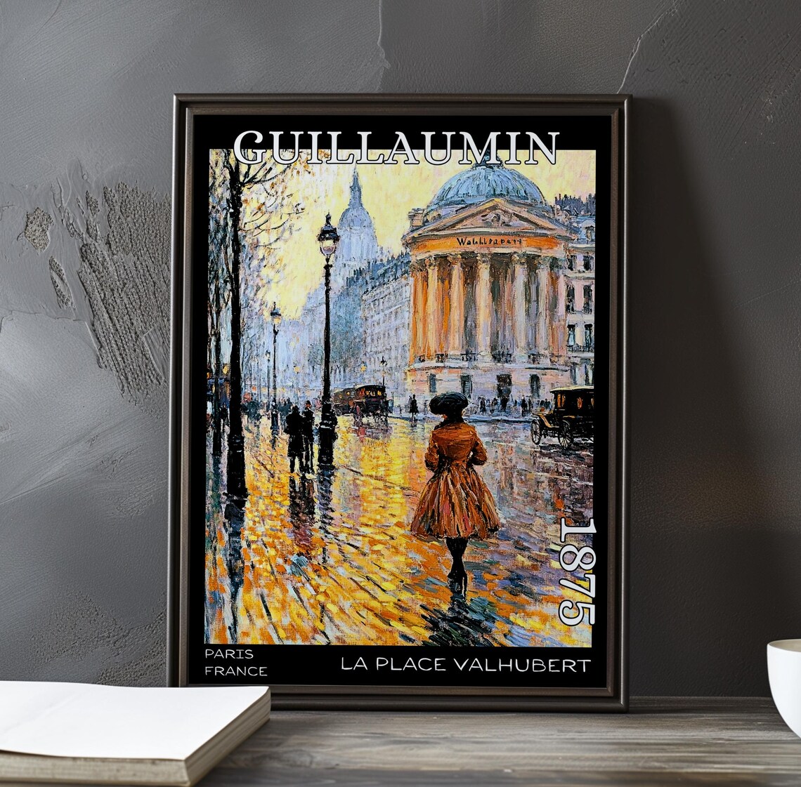 La Place Valhubert 1875 Paris Rainy Street Domed Hall Poster