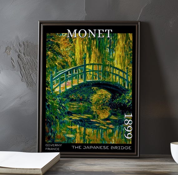 The Japanese Bridge 1899 Claude Monet Print Poster Impressionism Post Impressionist Garden Arch 20th Century Floral Scene Lily Decor