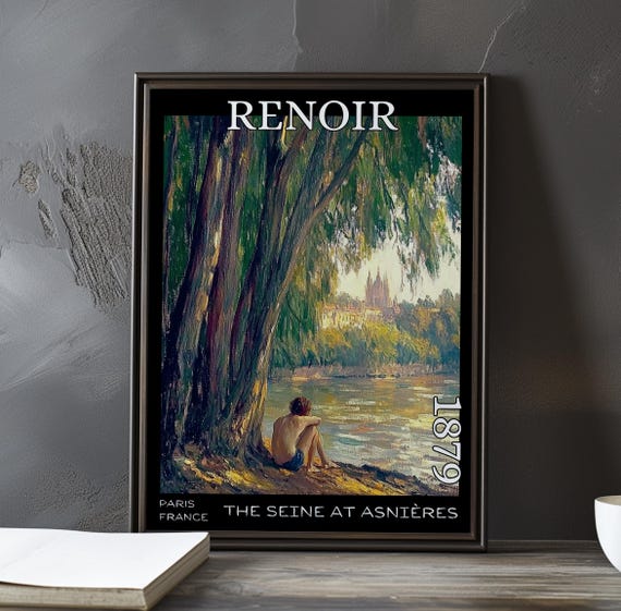The Seine At Asnires 1879 Pierreauguste Renoir Print Poster Riverside Landscape Painting French Impressionist Boating Wall Art Decor