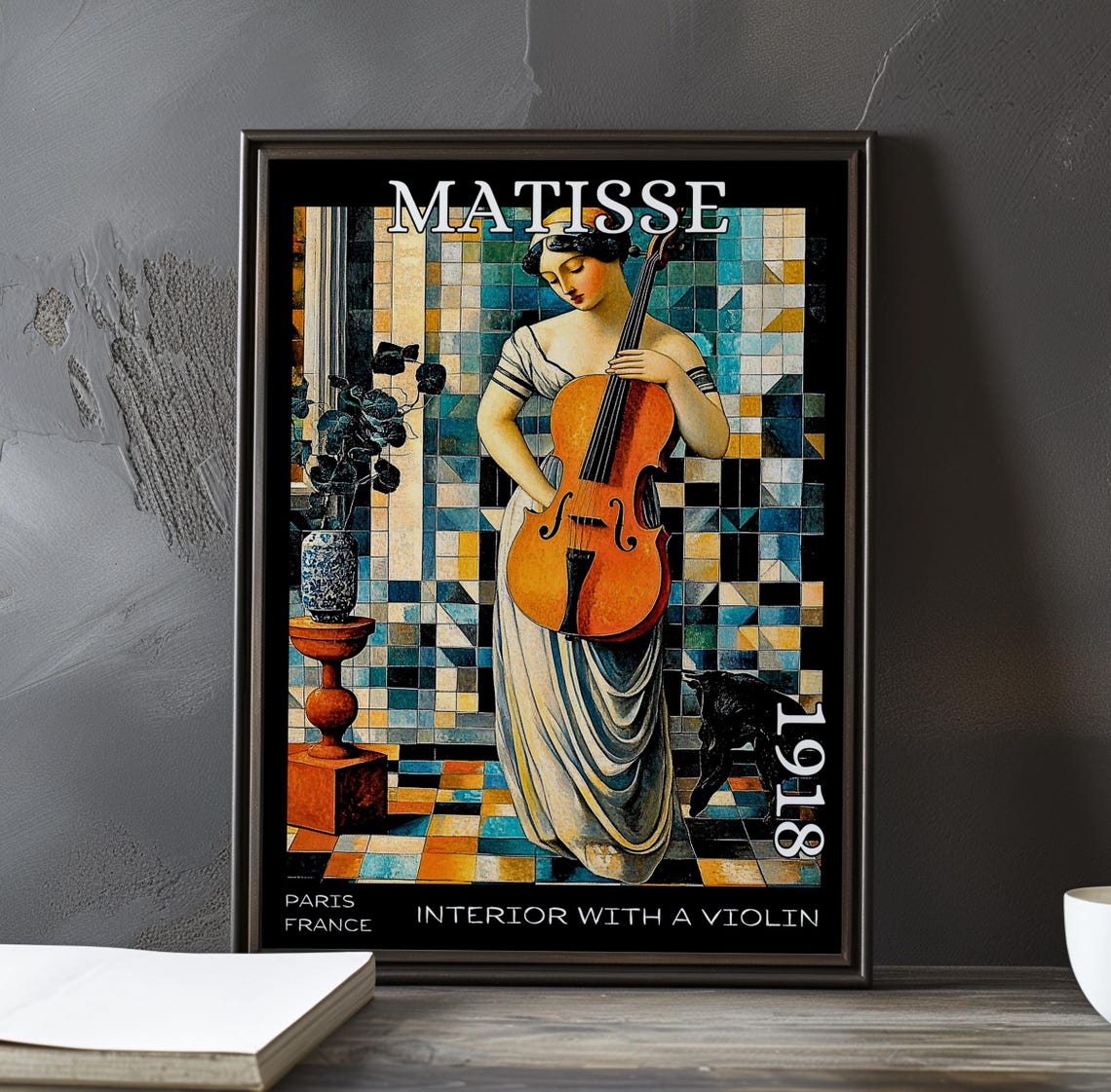 Henri Matisse Interior with Violin 1918 Mosaic Tile Musician Poster