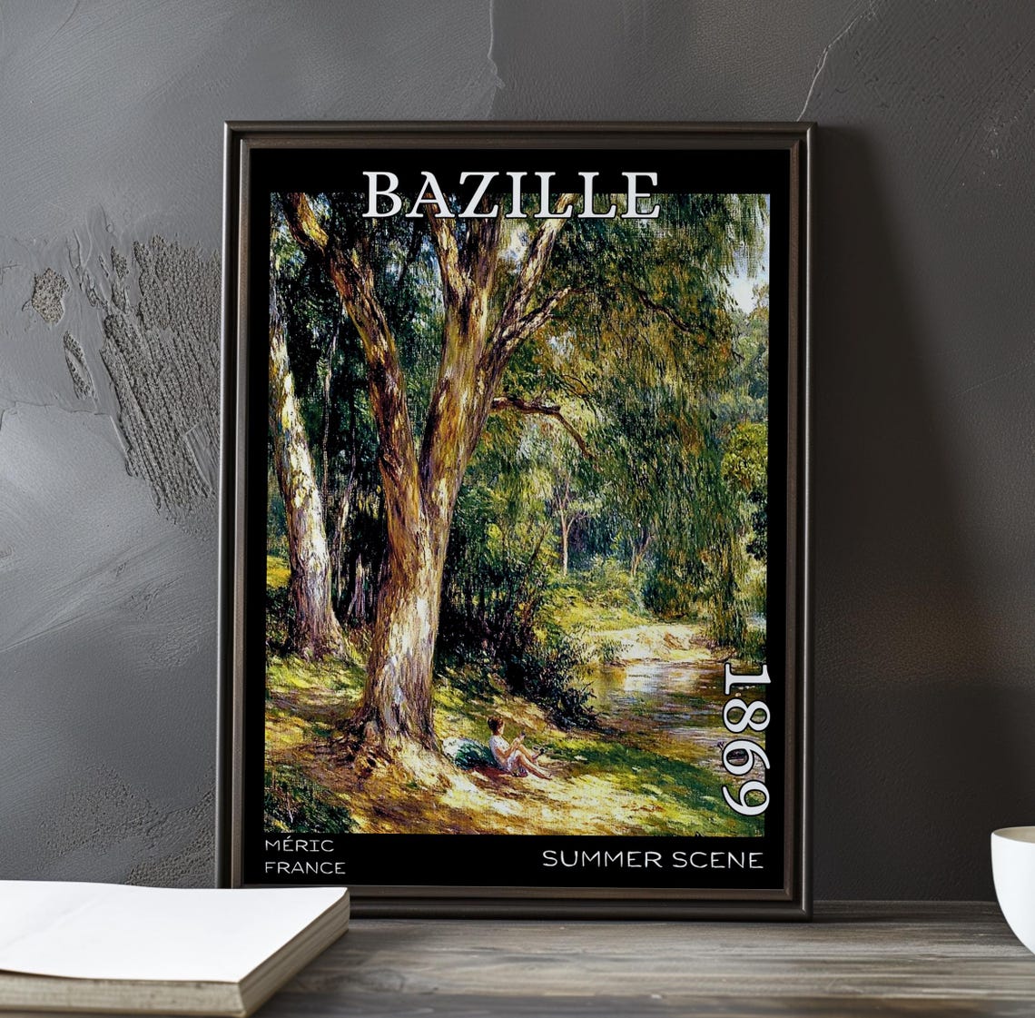 Bazille Summer Scene 1869 Willow Stream Rest Scene Art Poster