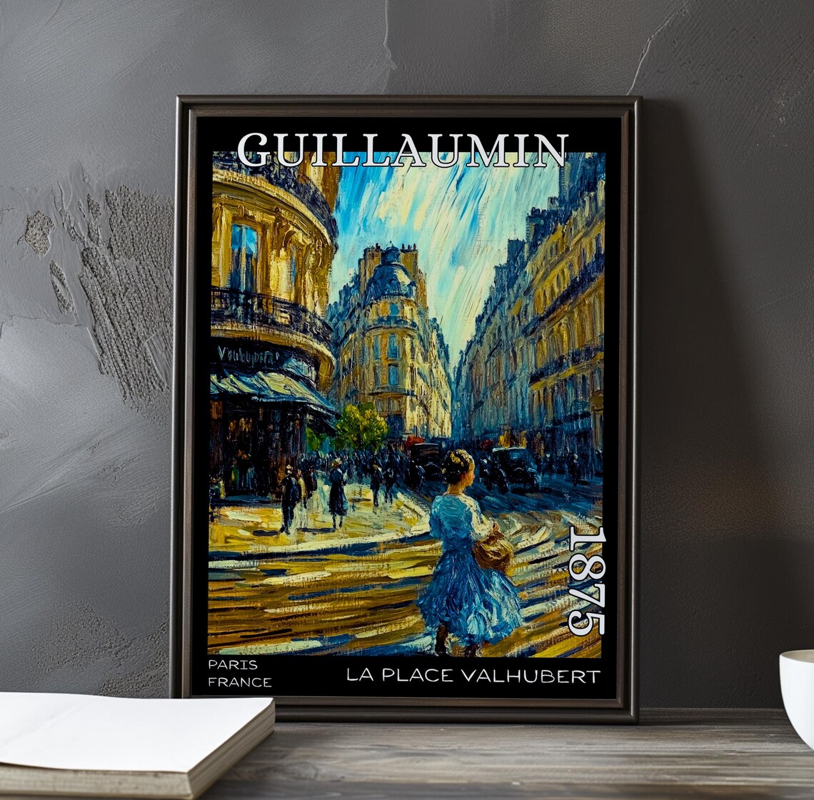 La Place Valhubert 1875 Paris Sunlit Street Blue Dress Poster