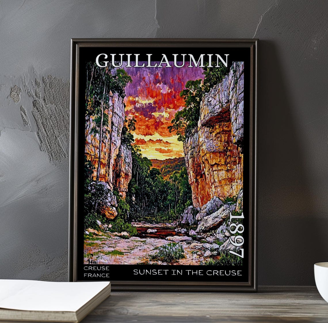 Guillaumin Sunset in the Creuse Twin Cliffs Dusk 1897 Art Poster