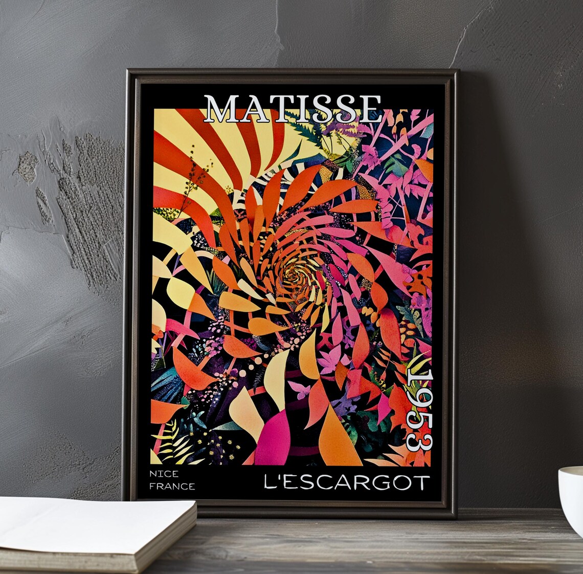 Matisse Lescargot 1953 Fiery Botanical Leaf Spiral Garden Poster