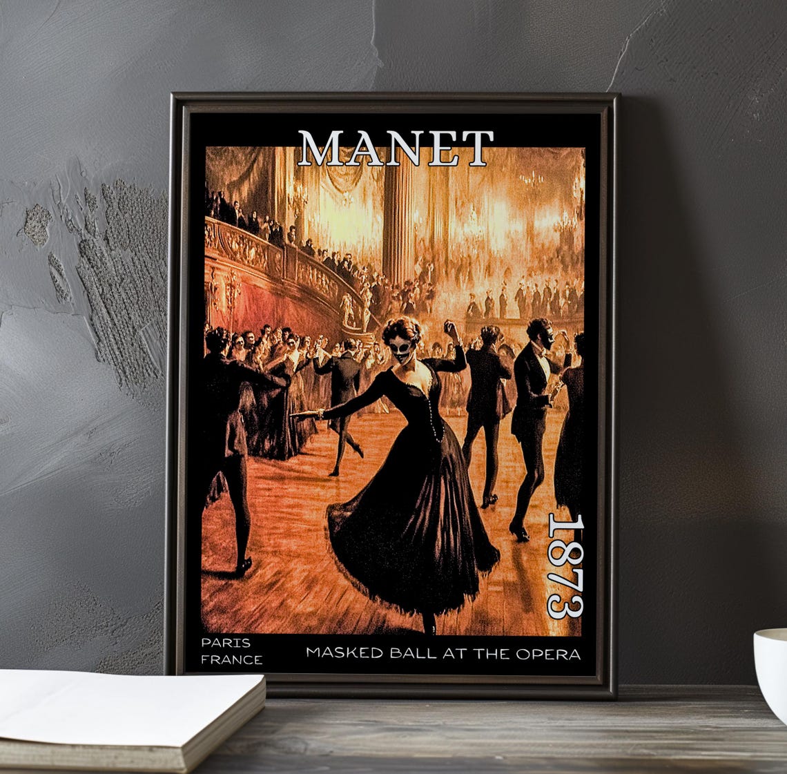 Manet Masked Ball Silhouetted Dancer in Black 1873 Paris Poster