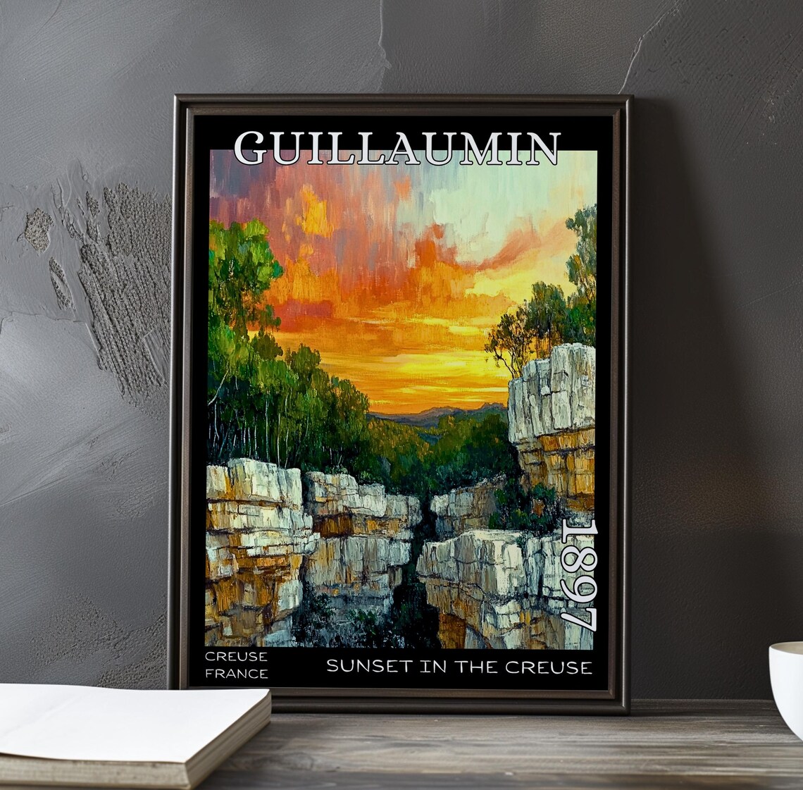 Guillaumin Sunset in the Creuse White Rock Terraces 1897 Poster