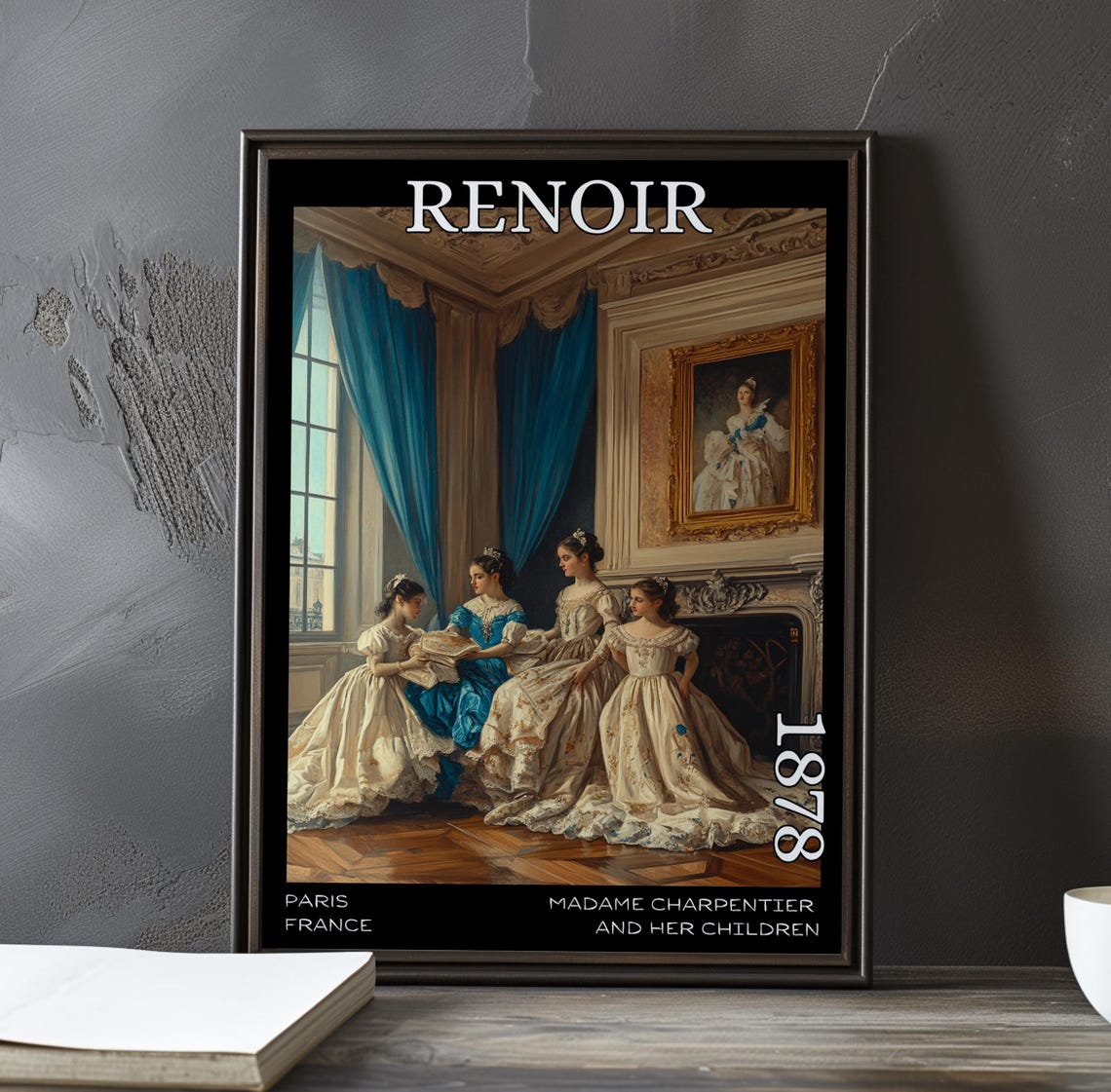Madame Charpentier And Her Children 1878 Pierreauguste Renoir Print Poster French Impressionist Portrait Motherhood Family Art Decor