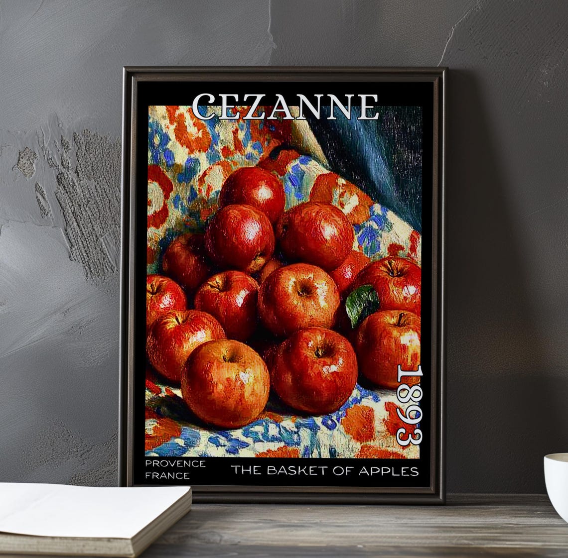 Cezanne The Basket Of Apples Red Apples On Patterned Cloth Poster