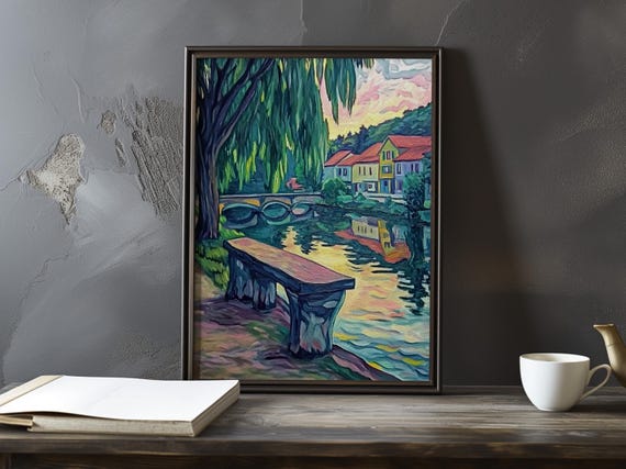 Bridge Reflections On A River Armand Guillaumin Inspired Poster Art Print Large Wall Decor Impressionism Prints Posters