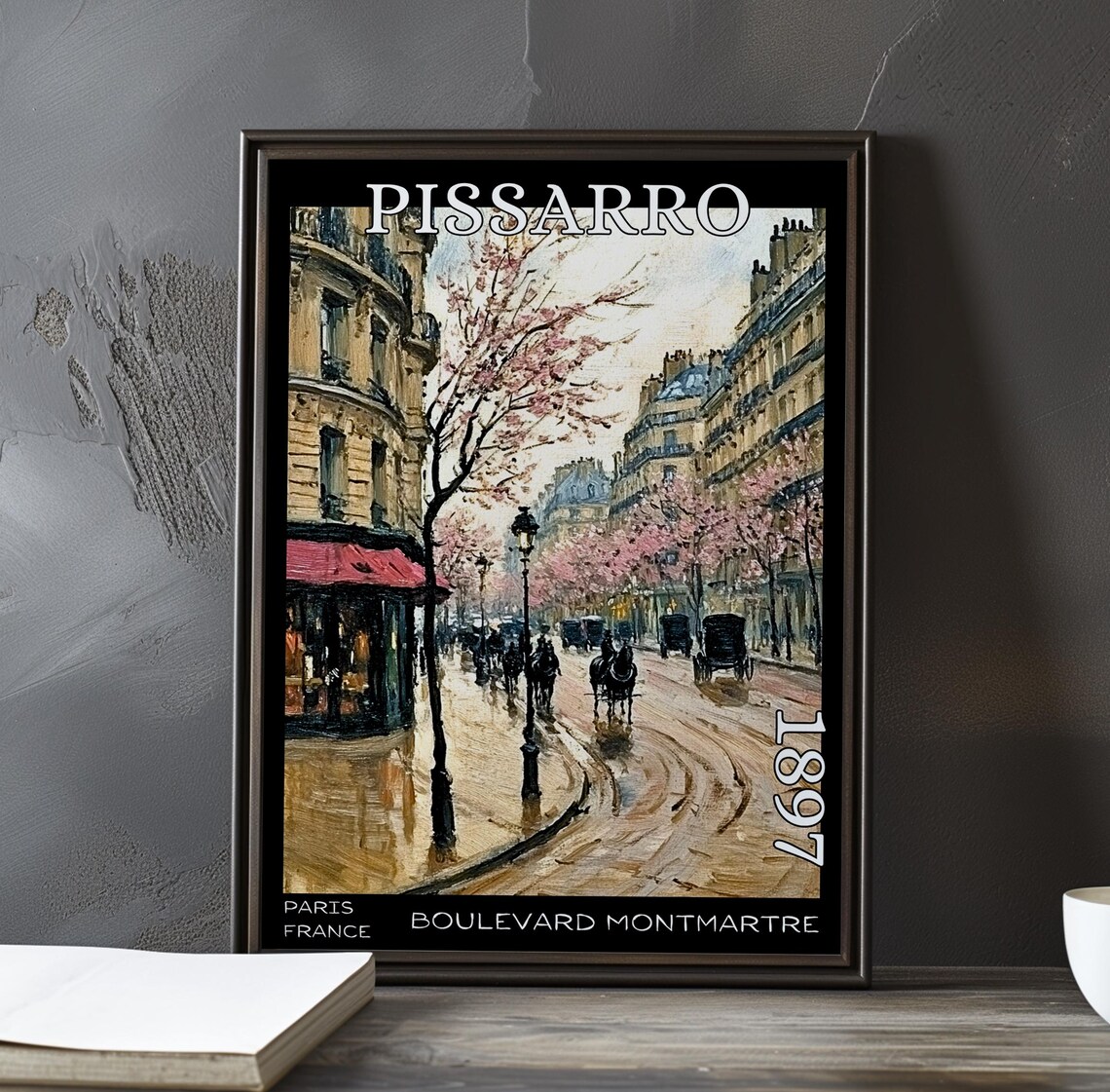 Pissarro Boulevard Montmartre 1897 Golden Wet Street Cafe Poster