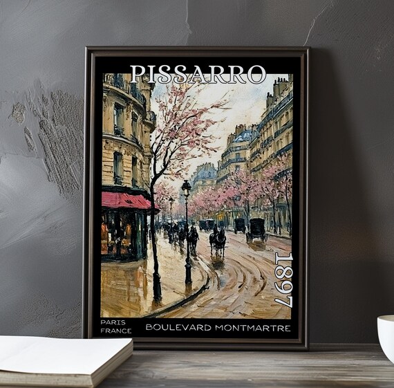Pissarro Boulevard Montmartre 1897 Golden Wet Street Cafe Poster