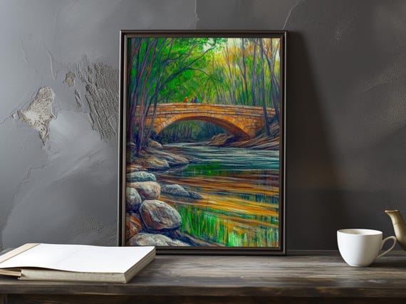 Bridge Reflections On A River Armand Guillaumin Inspired Poster Art Print Large Wall Decor Impressionism Prints Posters
