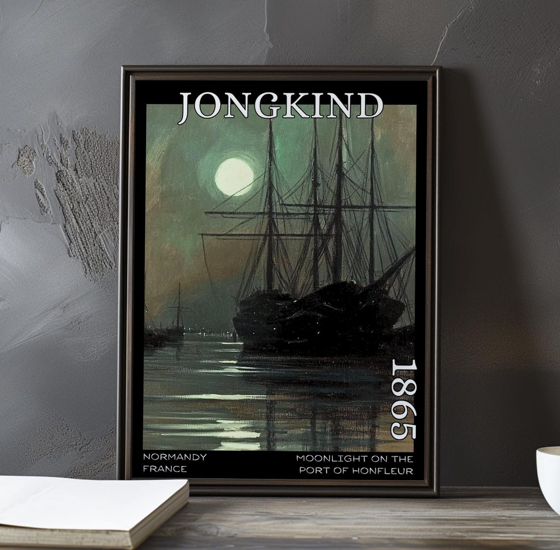 Johan Jongkind Tall Ship Under Green Moonlit Sky 1865 Poster