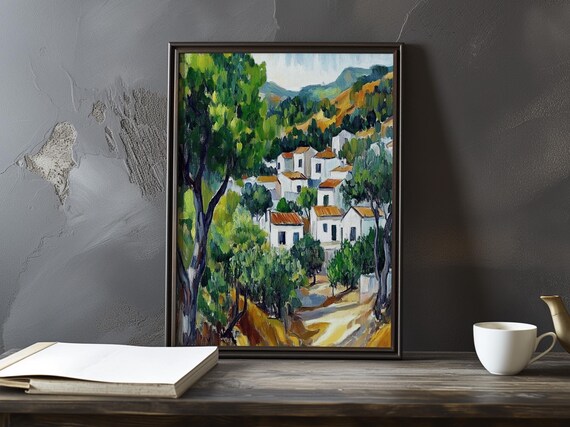 Hillside Village White Houses Terracotta Roofs Cezanne Poster