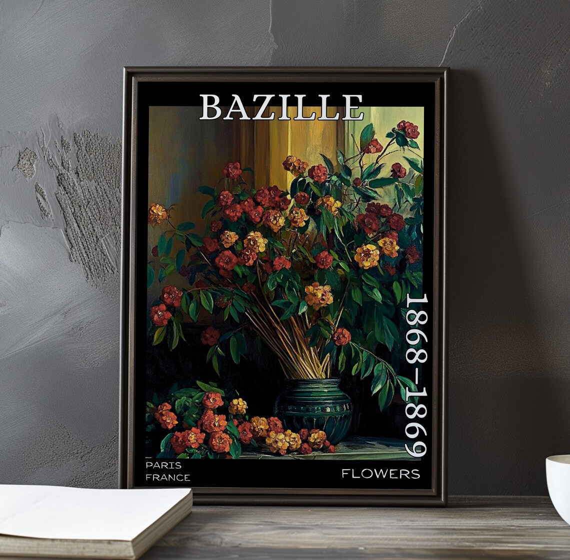 Bazille Flowers 1868-1869 Red and Yellow Vase Blooms Art Poster
