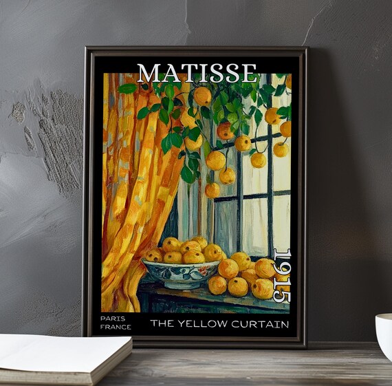 Henri Matisse Yellow Curtain 1915 Orange Bowl Fruit Window Poster