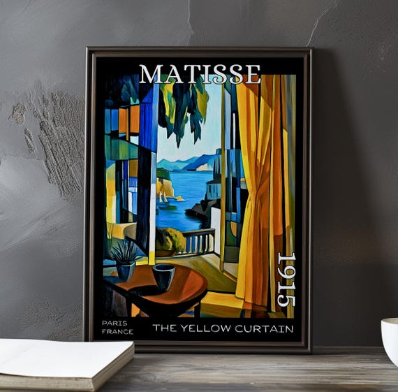 The Yellow Curtain 1915 Henri Matisse Print Poster Fauvism Post Impressionism French Interior Window Art Vibrant Modernist Wall Decor