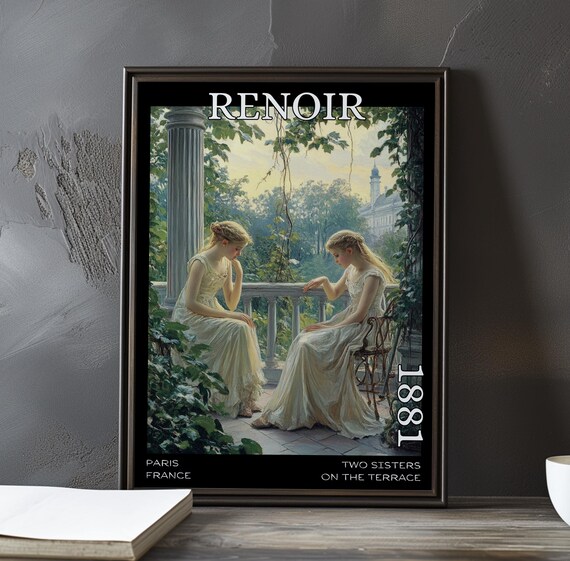 Two Sisters On The Terrace 1881 Renoir Style Women On A Stone Terrace Poster