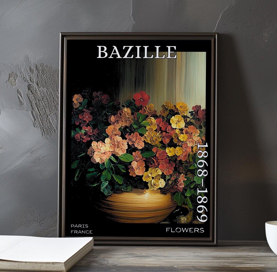 Bazille Flowers 1868-1869 Lush Garden Flower Bowl Art Poster
