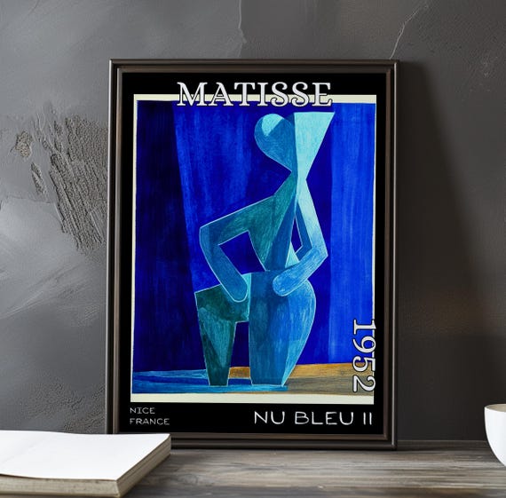 Nu Bleu Ii 1952 Henri Matisse Print Poster Blue Nude Abstract Cutout Female Figure French Post Impressionism Fauvist Art Decor 1950s