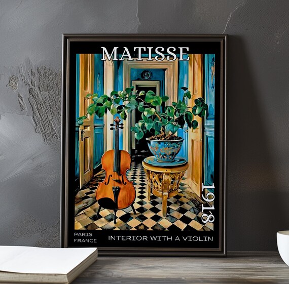 Henri Matisse Interior with Violin 1918 Checkered Doorway Violin Poster