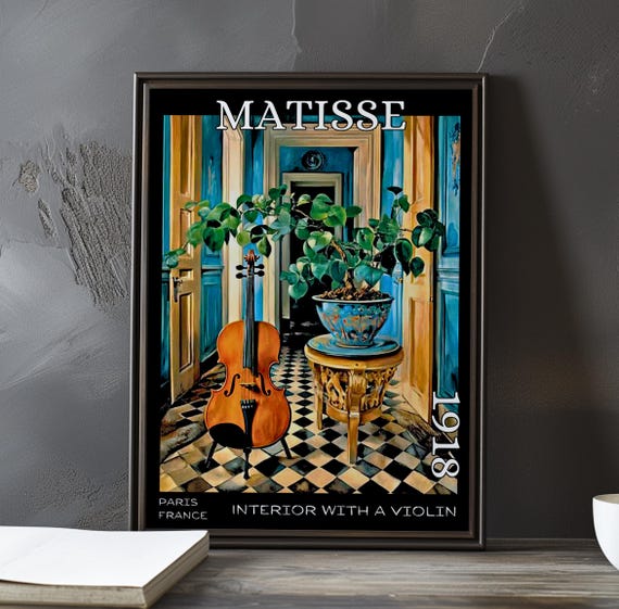 Interior With A Violin 1918 Henri Matisse Print Poster Fauvism Post Impressionism French Modern Still Life Vibrant Musical Home Decor