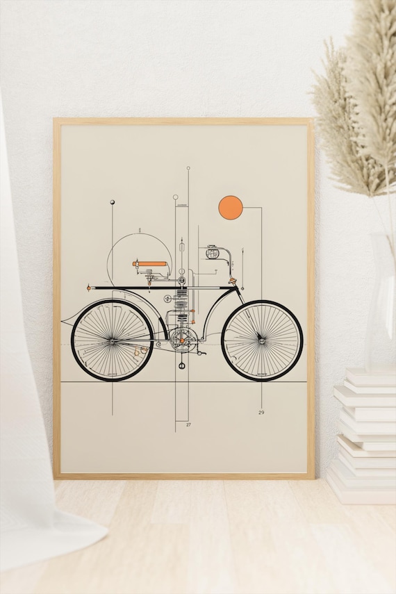 Minimalist Bicycle Line Art Print Modern Cycling Decor