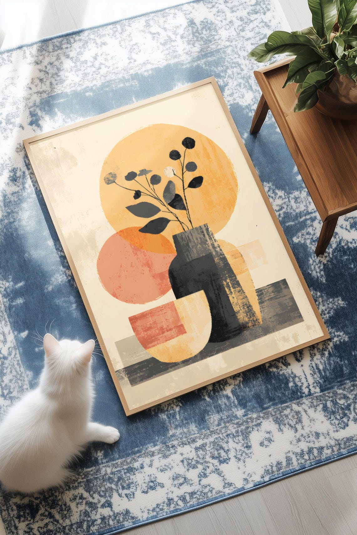 Abstract Female Face Botanical Print Japandi Scandinavian Art