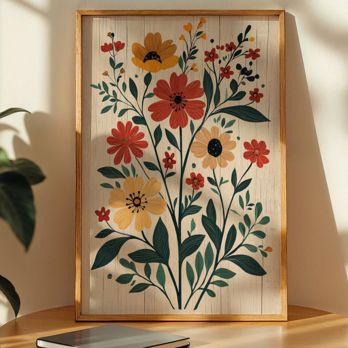 Botanical Folk Art Print Scandinavian Floral Wall Decor