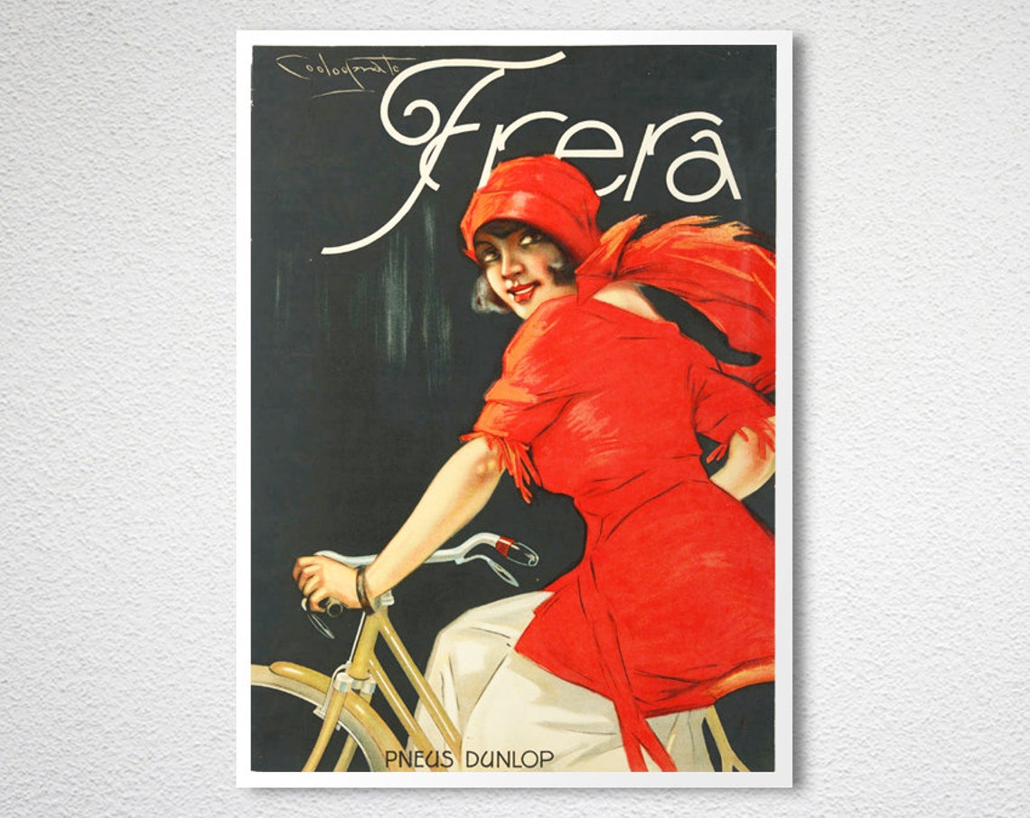Frera Pneus Dunlop Vintage Bicycle Tire Advertising Artwork Poster - Image 2