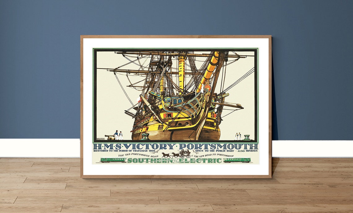 HMS Victory Portsmouth Trafalgar Ship Southern Railway Poster