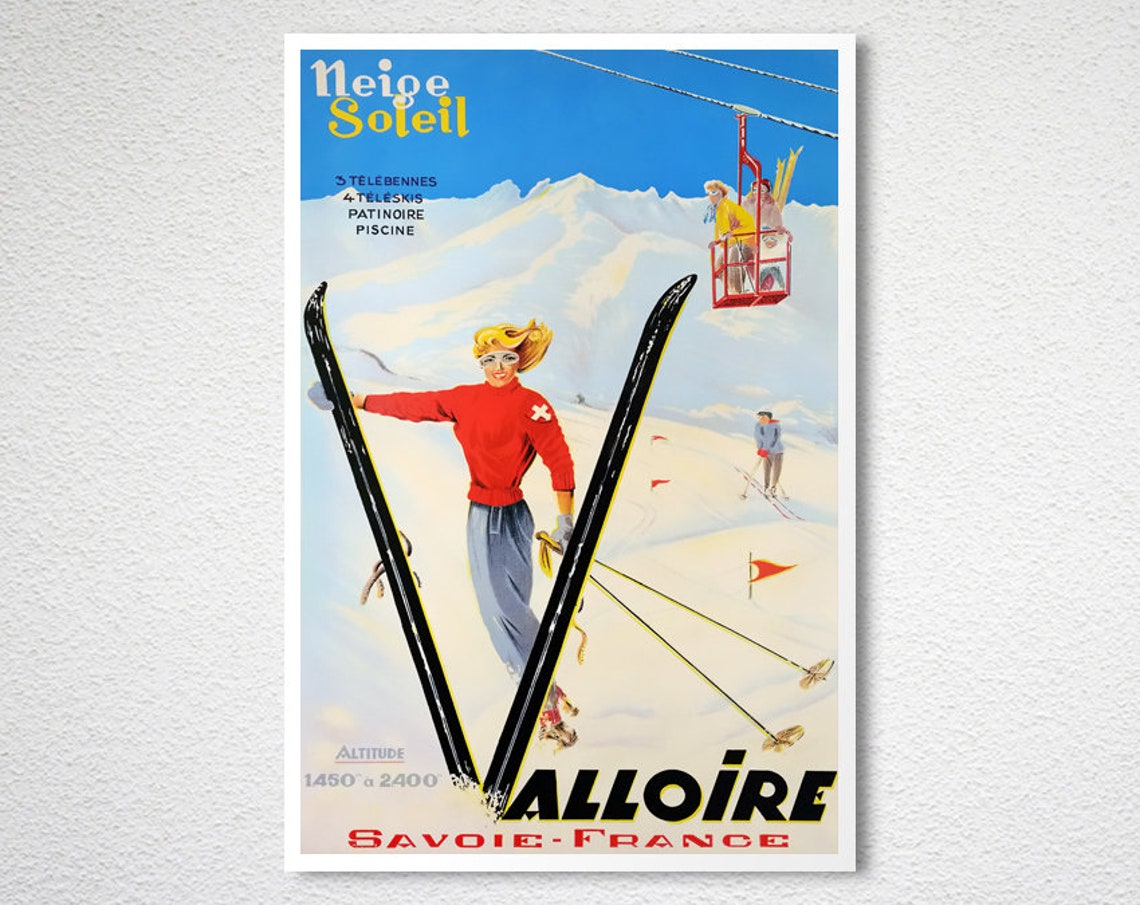 Valloire Neige Soleil Savoie France Vintage Ski Resort Poster - Image 2