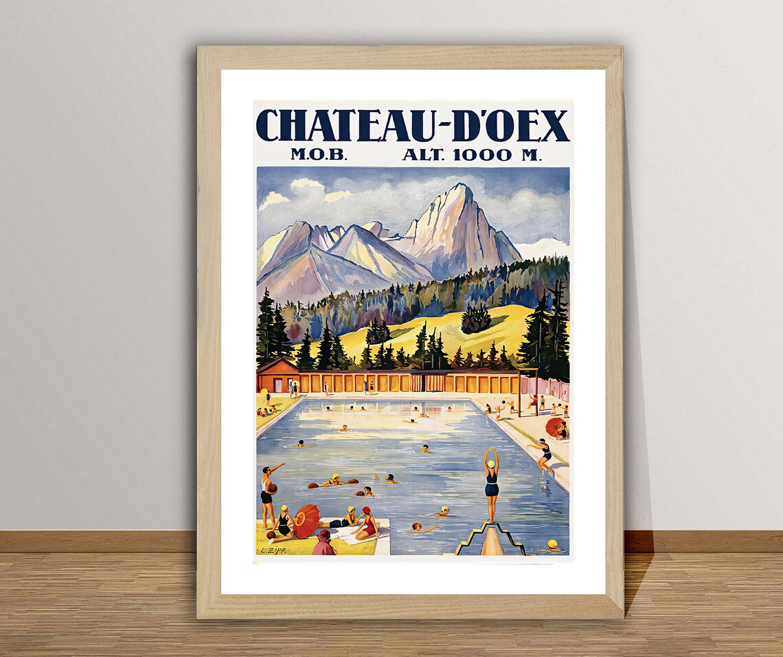Chateau-D'Oex Suisse Vintage Travel Poster - Image 2