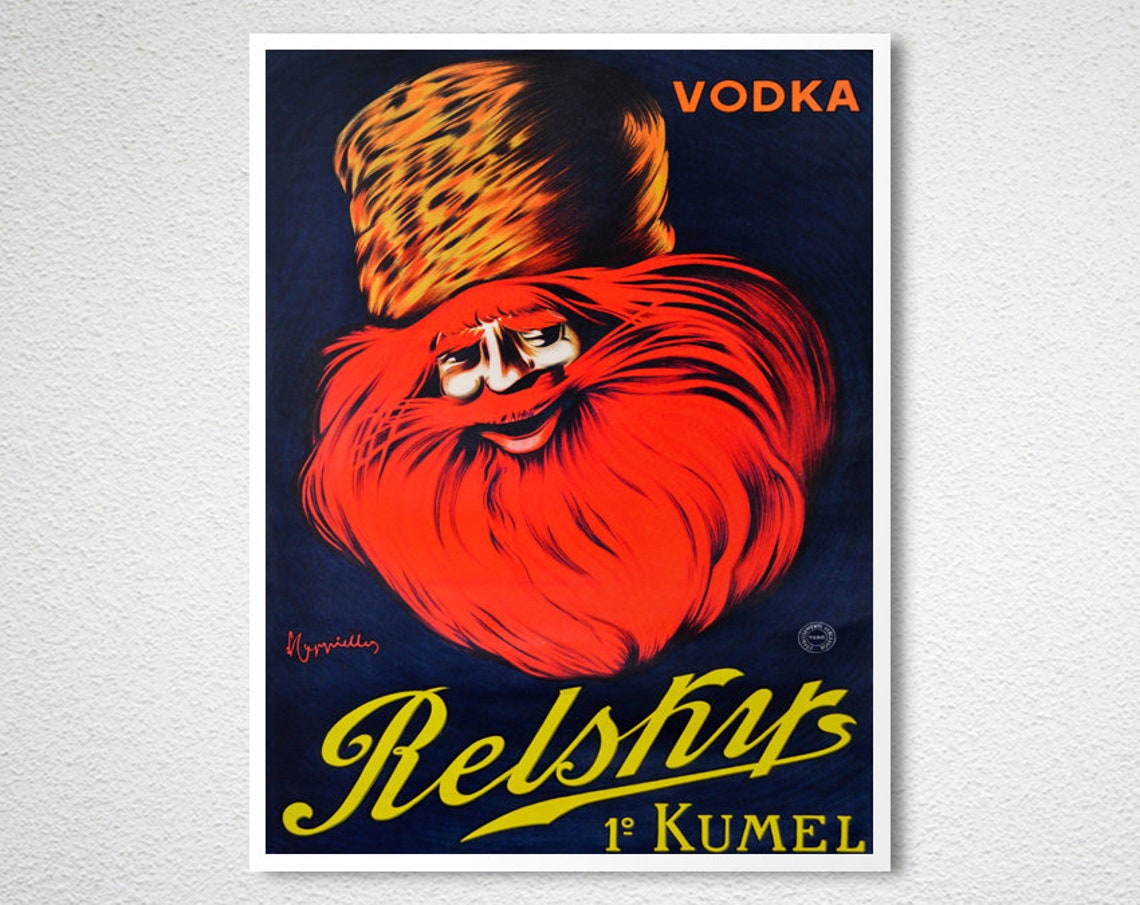Relshir Vodka Kumel Red Bearded Cossack Cappiello Vintage Ad Poster - Image 2