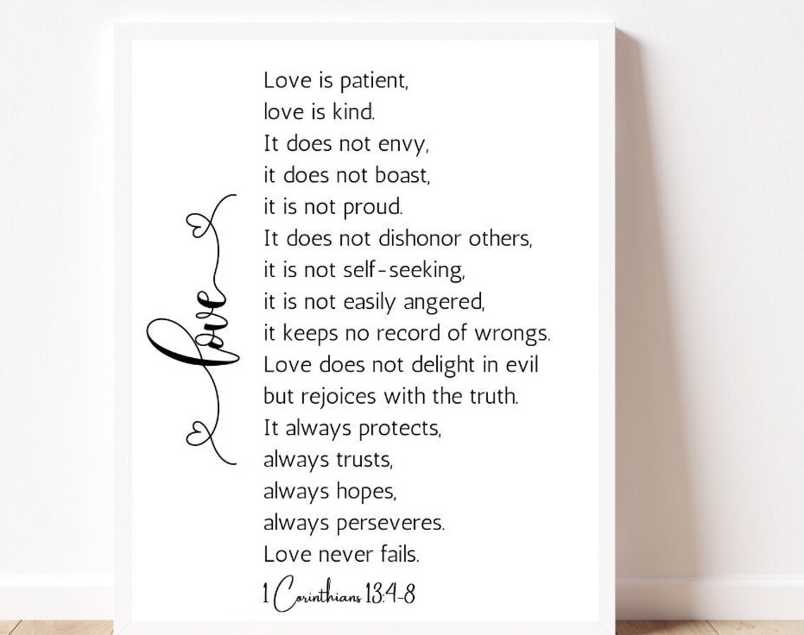 1 Corinthians 13:4-8 Love Is Bible Verse Print