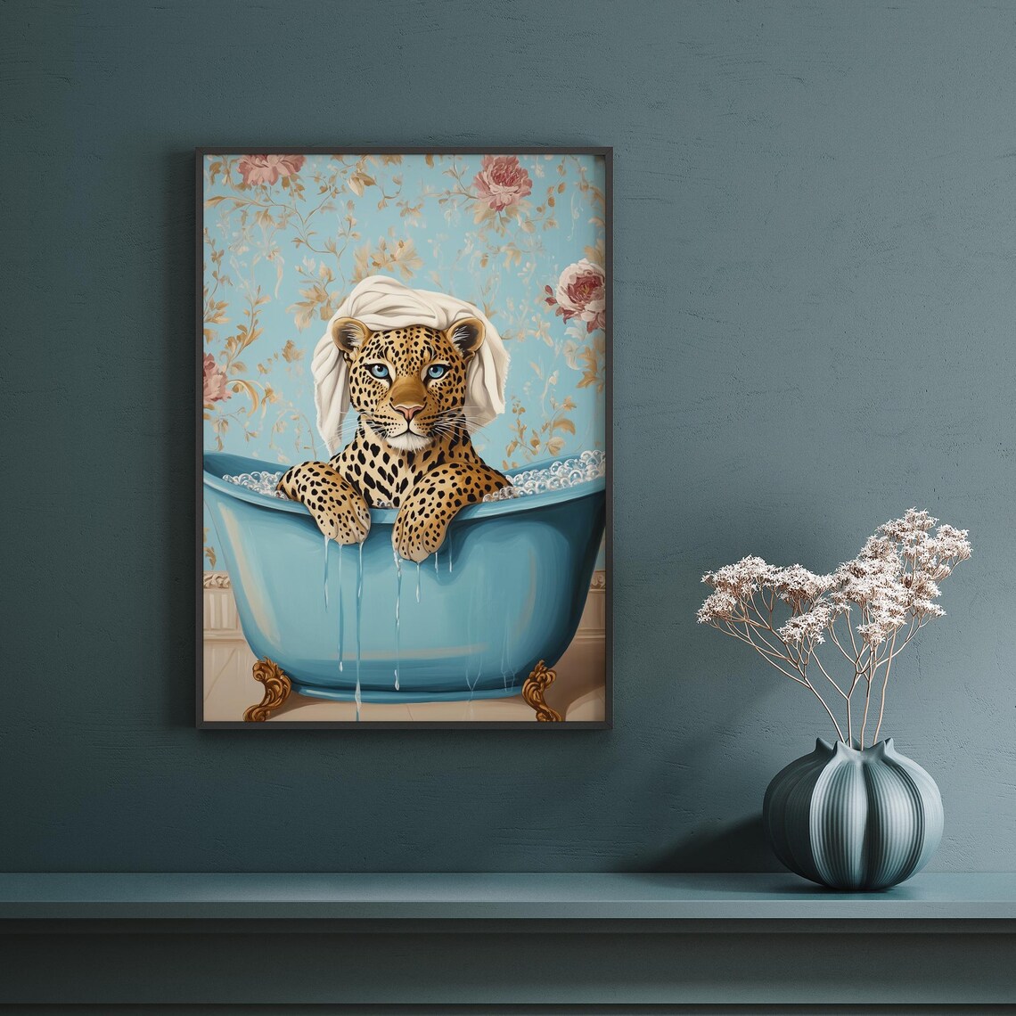 Luxury Leopard Bath Print Elegant Bathroom Wall Art Funny Animal Spa Poster Vintage Clawfoot Tub Decor Artwork - Image 3