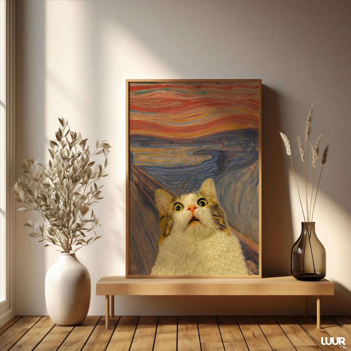 Cat Screaming Edvard Munch Style Wide Eyed Parody Art Poster
