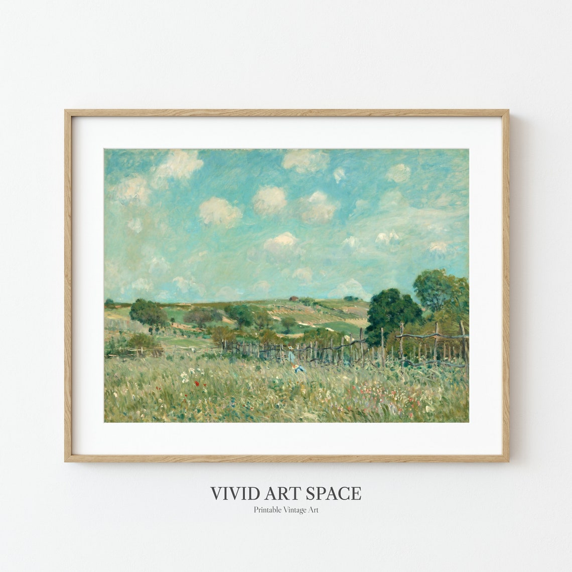 Sunlit Meadow Wildflowers Vintage Impressionist Landscape Poster - Image 3