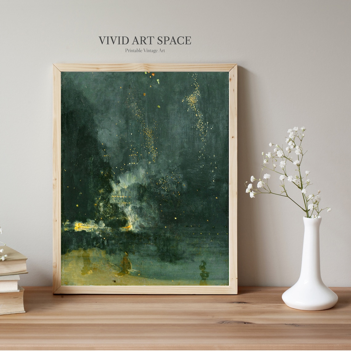 Nocturne In Black And Gold Falling Rocket Art Print - Image 2