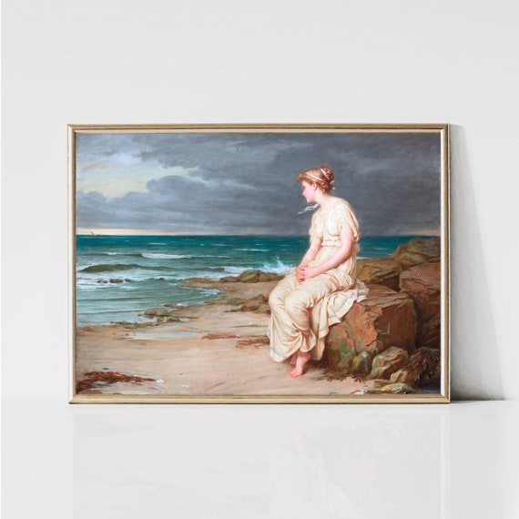 Miranda Tempest By John William Waterhouse Preraphaelite Art Print Woman Portrait Painting Printable Wall Art