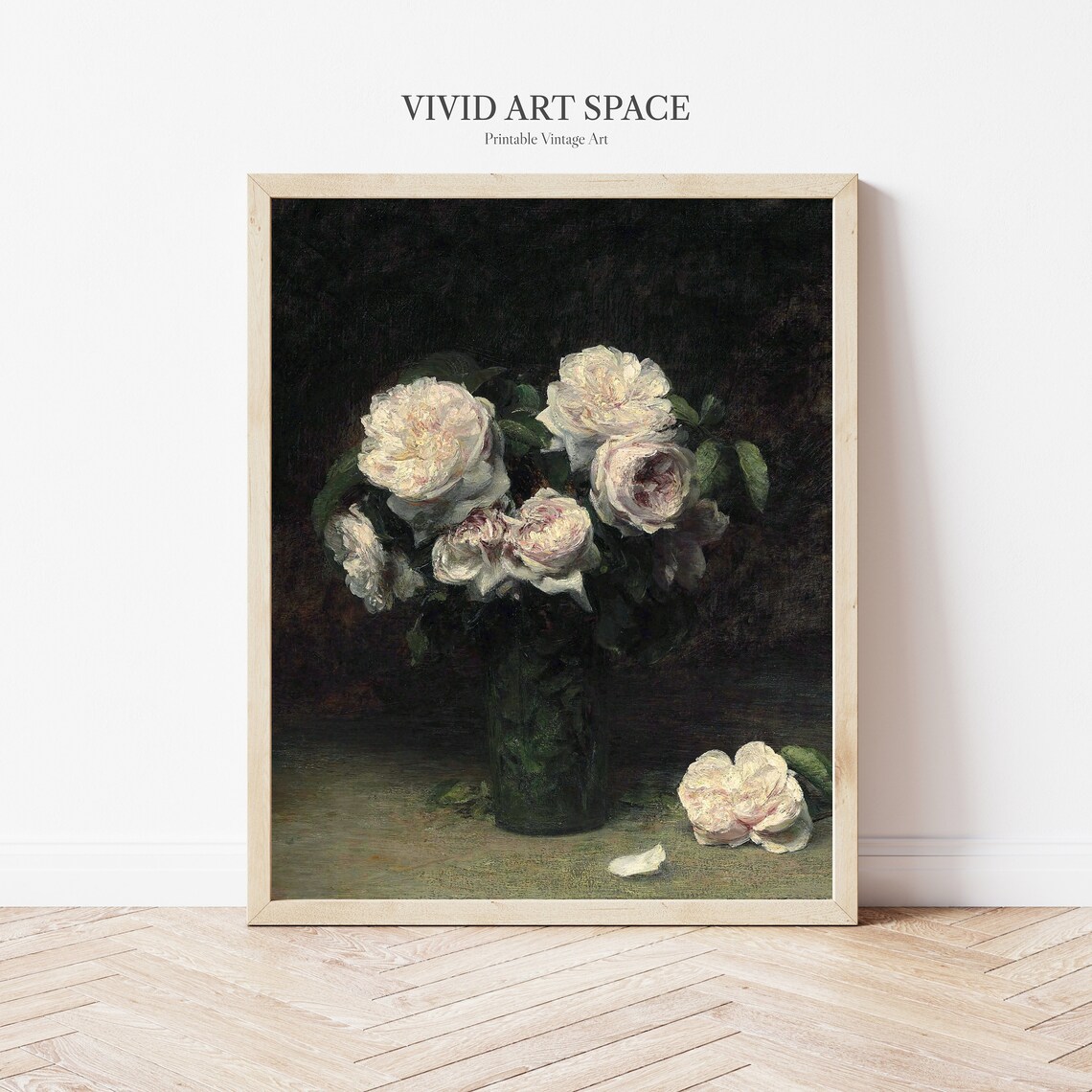 Roses In A Glass Vintage Floral Art Print - Image 2