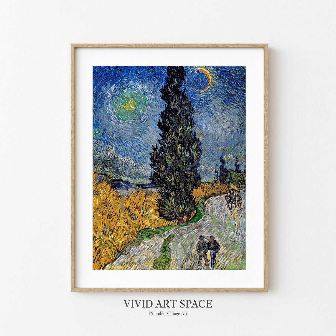 Road With Cypress And Star, Van Gogh-Inspired Art Print