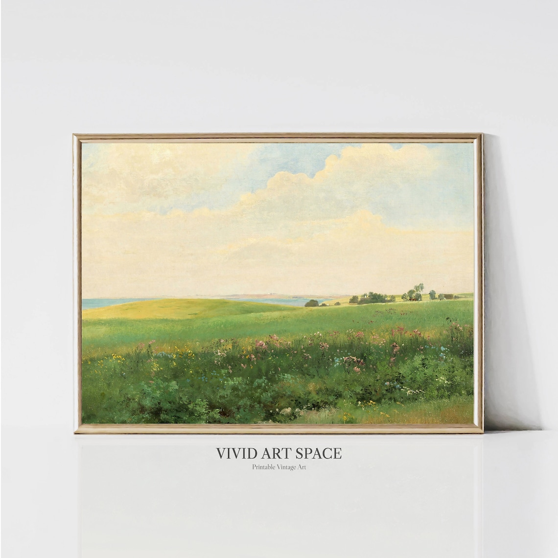 Summer Meadow Vintage Landscape Art Print, Farmhouse