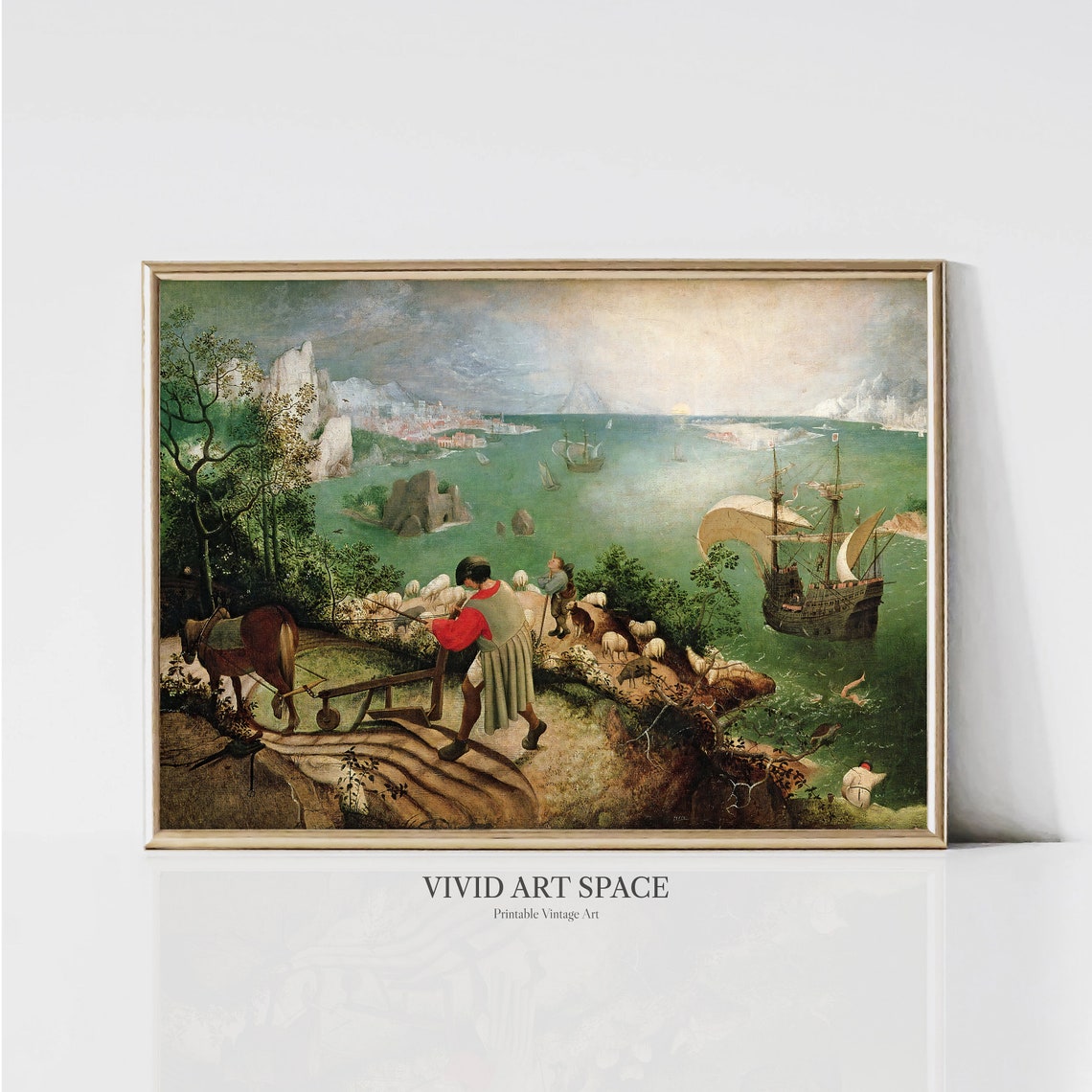 Bruegel Landscape With The Fall Of Icarus Ploughman Ships Sea Poster - Image 3