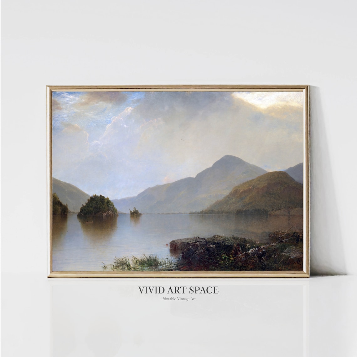 Mountain Lake Rustic Vintage Landscape Painting Landscape Art Print Landscape Print Landscape Wall Art Printable