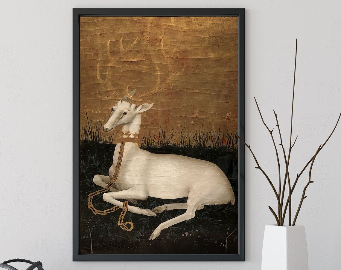 White Hart Stag Medieval Poster, Wilton Diptych