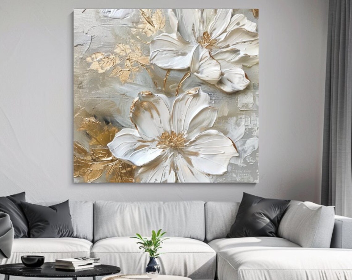 White Flowers Bloom Botanical Art Print, Floral Decor