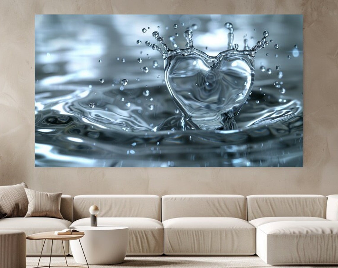 Heart Shaped Water Splash Blue Liquid Art Photography Poster
