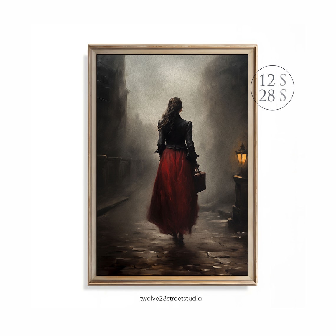 Sp144 Dark Academia Traveling Woman Vintage Moody Wall Art French Country Victorian Wall Art Victorian Portrait Dark Satin Print