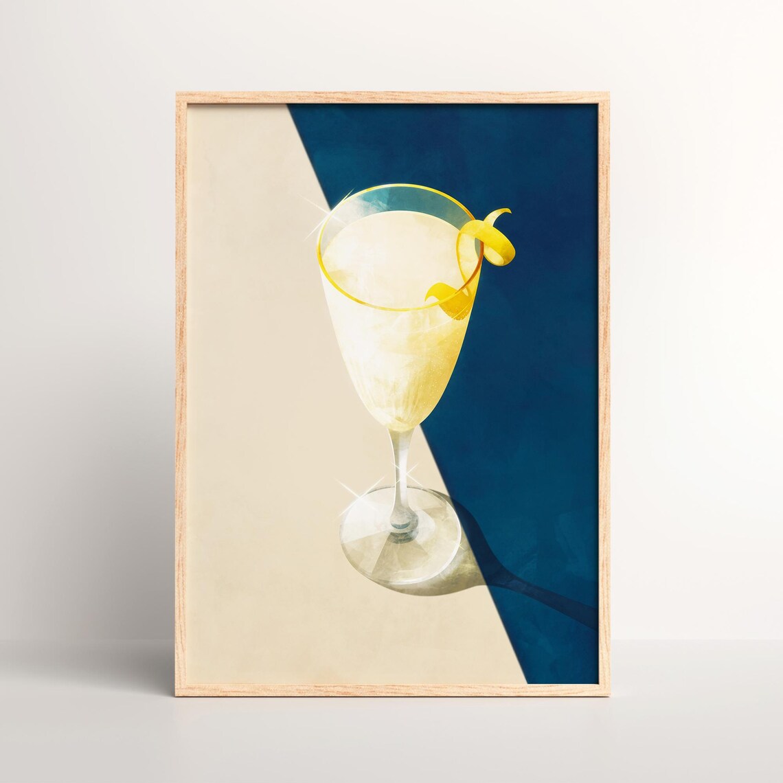 Classic White Cocktail with Lemon Twist Elegant Bar Cart Poster